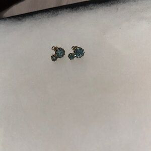 Vintage Blue and Gold Stud Earrings